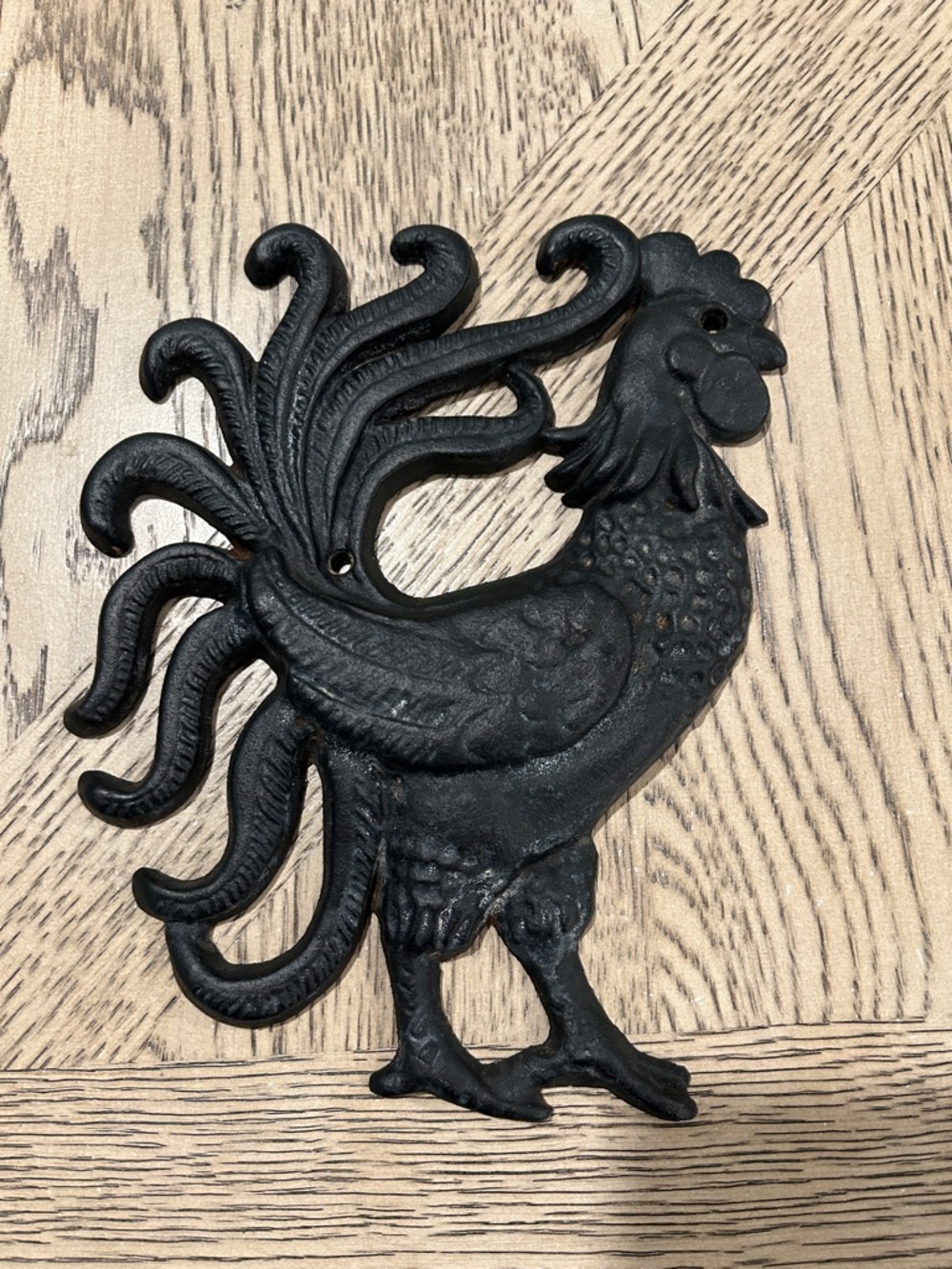 Vintage Black Rooster Cast Iron Wall Decor - Rustic Farmhouse Accent
